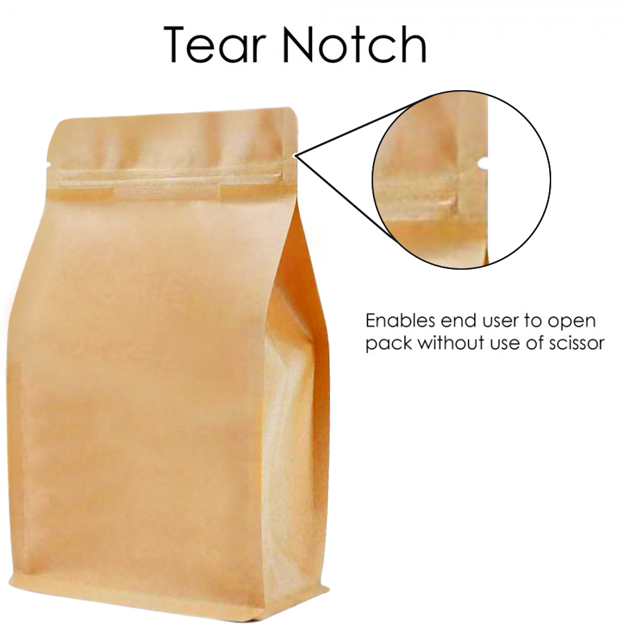 buy online 500g Kraft Paper Flat Bottom Pouch Bag with Zip Lock SP5